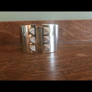 Victoria’s Secret Gold Hinged Bracelet Cuff with Clear Rhinestones. Costume.